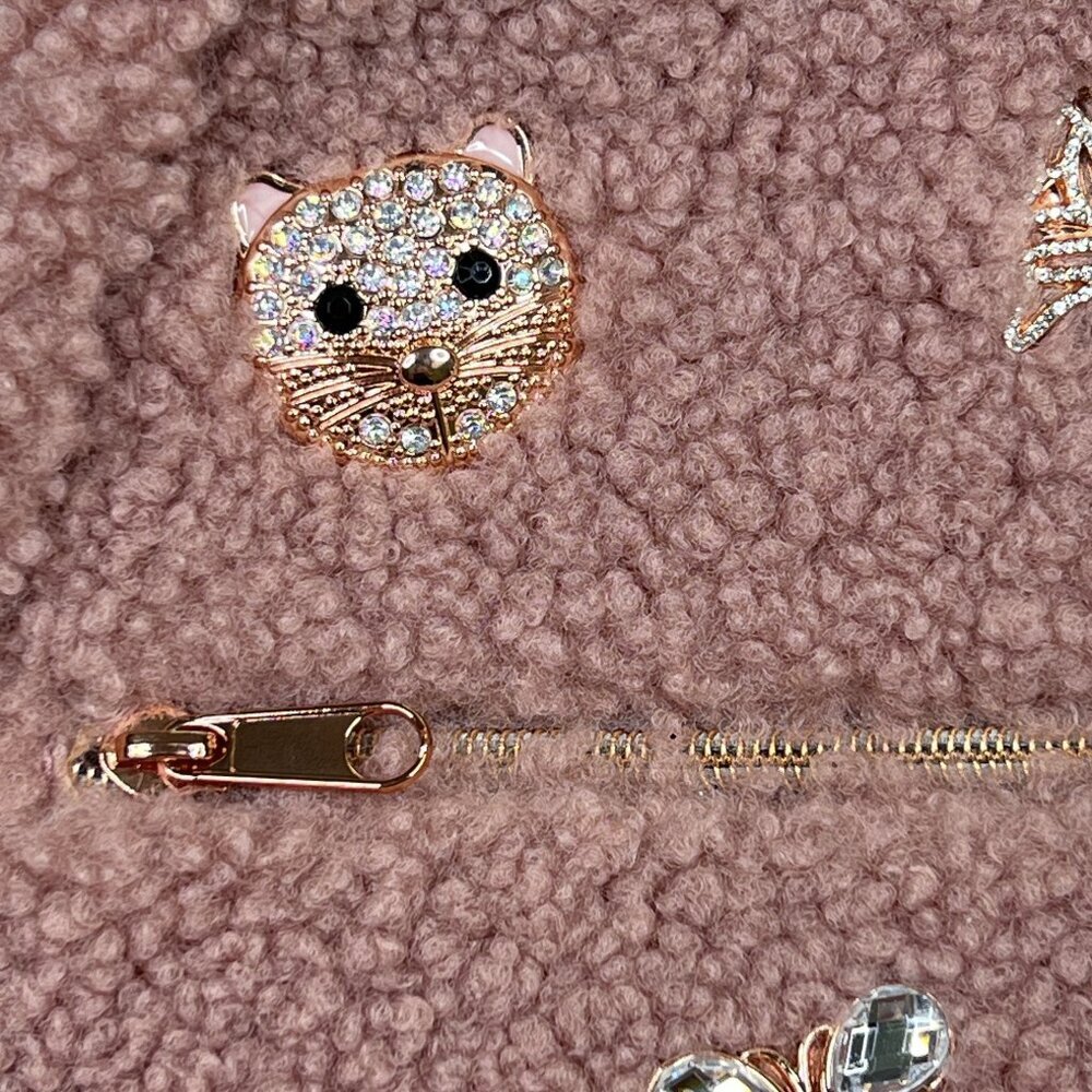 Place Jeweled Rhinestone‎ Bling Critter Sherpa Mini Backpack in Pressed Rose NWT - Picture 6 of 12